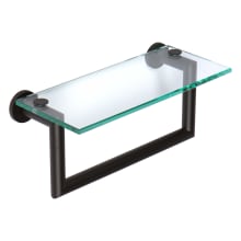 Kubic 12" Towel Bar with Plain Rosette, and Glass Shelf