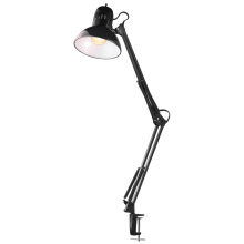 Single Light 32" Tall Swing Arm Desk Lamp with Black Metal Shade - 3000K