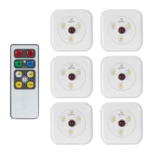 Set of 6 LED Under Cabinet Dimmable Slim Puck Lights with Remote Control and 3000K Soft White LEDs