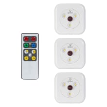 Set of 3 LED Under Cabinet Dimmable Slim Puck Lights with Remote Control and 3000K Soft White LEDs