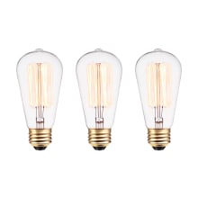 Pack of (3) Vintage Edison 60W Dimmable S60 Medium (E26) Incandescent Bulb