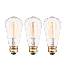 Pack of (3) 40 Watt Dimmable S60 Medium (E26) Incandescent Light Bulbs