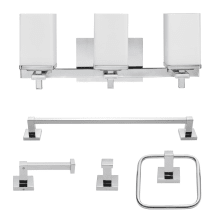 Finn 5-Piece All-In-One Bathroom Vanity Set - 3-Light Vanity Light, Towel Bar, Towel Ring, Robe Hook, and Toilet Paper Holder