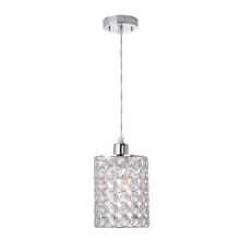 1 Light 7" Wide Pendant with Chrome and Crystal Cylinder Shade