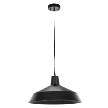 Single Light 16-1/8" Wide Pendant with Black Shade