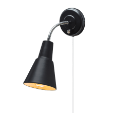 1 Light Wall Sconce with Black Metal Shade - Canopy On / Off Switch - ADA Compliant