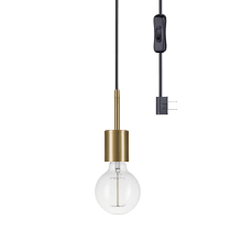 Leila Single Light Plug-In Socket Pendant with Black Designer Woven Fabric Cord