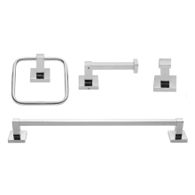 Finn Bathroom Hardware Set with 21" Towel Bar, 2" Robe Hook, 6" Towel Ring, and 7" Tissue Holder