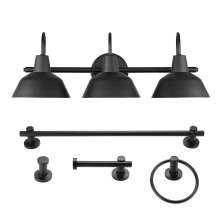 Brooklyn 5-Piece Bathroom Vanity Light Set with Towel Bar, Towel Ring, Robe Hook, and Toilet Paper Holder