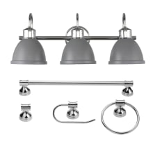 Sydney 3 Light 24" Wide Bathroom Vanity Light with Gray Shades