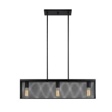 3 Light 33" Wide Chandelier with Black Mesh Shade