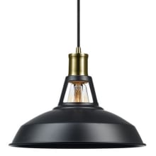 Robin 1-Light Plug-In or Hardwire Pendant with 15 Feet Black Woven Fabric Cord