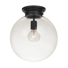 Portland Single Light 12" Wide Semi-Flush Globe Ceiling Fixture