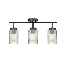 Marge 3 Light 22" Wide Fixed Rail Linear Ceiling Fixture with Ribbed Glass Shades