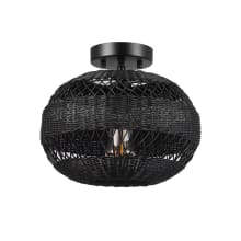 Beth 12" Wide Semi-Flush Ceiling Fixture with Rattan Shade