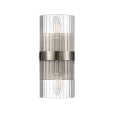 Halley 2 Light 11" Tall Wall Sconce with Ribbed Glass Shades