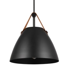 Jacob 11" Wide Pendant with Leather Accents
