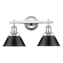 Orwell 2 Light 18-1/4 Bathroom Vanity Light in Chrome with Colorful Shades