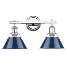 Orwell 2 Light 18-1/4 Bathroom Vanity Light in Chrome with Colorful Shades