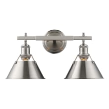 Orwell 2 Light 18-1/4" Wide Bathroom Vanity Light in Pewter with Colorful Shades