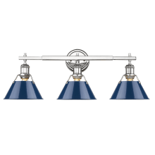 Orwell 3 Light 27" Wide Bathroom Vanity Light in Chrome with Colorful Shades