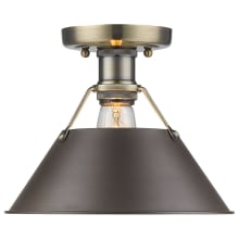 Orwell Single Light 10" Wide Semi-Flush Mount Ceiling Fixture in Aged Brass with Colorful Shade