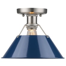 Orwell Single Light 10" Wide Semi-Flush Mount Ceiling Fixture in Pewter with Colorful Shade