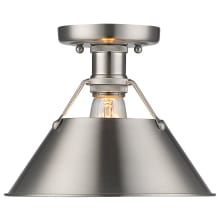 Orwell Single Light 10" Wide Semi-Flush Mount Ceiling Fixture in Pewter with Colorful Shade