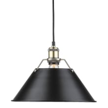Orwell Single Light 14" Wide Pendant in Aged Brass with Colorful Shade