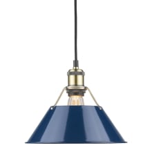 Orwell Single Light 10" Wide Pendant in Aged Brass with Colorful Shade