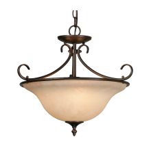Three Light Convertible Bowl Pendant or Semi Flush Ceiling Fixture from the Homestead Collection