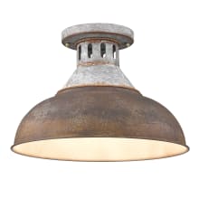 Kinsley 14" Wide Semi-Flush Ceiling Fixture with Brown Shade