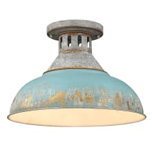 Kinsley 14" Wide Semi-Flush Ceiling Fixture with Teal Shade