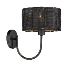 Erma 12" Tall Wall Sconce with Black Wicker Shade