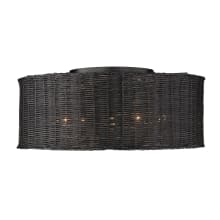 Erma 5 Light 22" Wide Semi-Flush Drum Ceiling Fixture with Black Wicker Shade