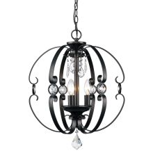 Ella 3 Light 18" Wide Taper Candle Pendant with Crystal Accent