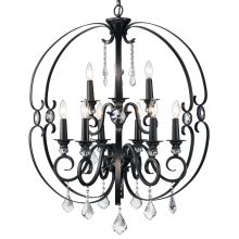 Ella 9 Light 30" Wide Taper Candle Chandelier with Crystal Accents