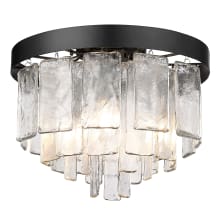 Ciara 3 Light 13" Wide Flush Mount Waterfall Ceiling Fixture with a Hammered Water Glass Shade