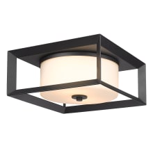 Smyth 2 Light 13" Wide Outdoor Flush Mount Square Ceiling Fixture with Frosted Glass Shade