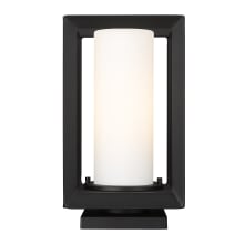 Smyth 13" Tall Post Light with Opal Glass Shade - Square Base