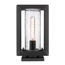 Smyth 13" Tall Post Light with Seedy Glass Shade - Square Base