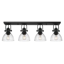 Hines 4 Light 35" Wide Semi-Flush Linear Ceiling Fixture with Seedy Glass Shades