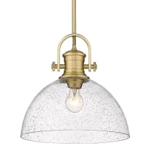 Hines Single Light 13-1/2" Wide Pendant with Seeded Glass Shade