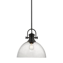Hines Single Light 13-1/2" Wide Pendant with Seeded Glass Shade