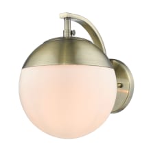 Dixon Single Light 7-3/4" Wide Bathroom Sconce with Opal Glass Shade and Aged Brass Cap