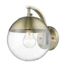 Dixon Single Light 7-3/4" Wide Bathroom Sconce with Clear Glass Shade and Aged Brass Cap