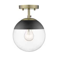 Dixon 8" Wide Semi-Flush Globe Ceiling Fixture with Black Accent and Clear Glass