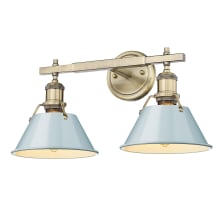 Orwell 2 Light 18-1/4" Wide Bathroom Vanity Light in Aged Brass with Colorful Shades
