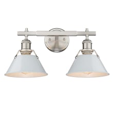 Orwell 2 Light 18" Wide Vanity Light with Dusky Blue Steel Shades