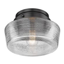 Holloway 11" Wide Flush Mount Bowl Ceiling Fixture with a Ribbed Glass Shade